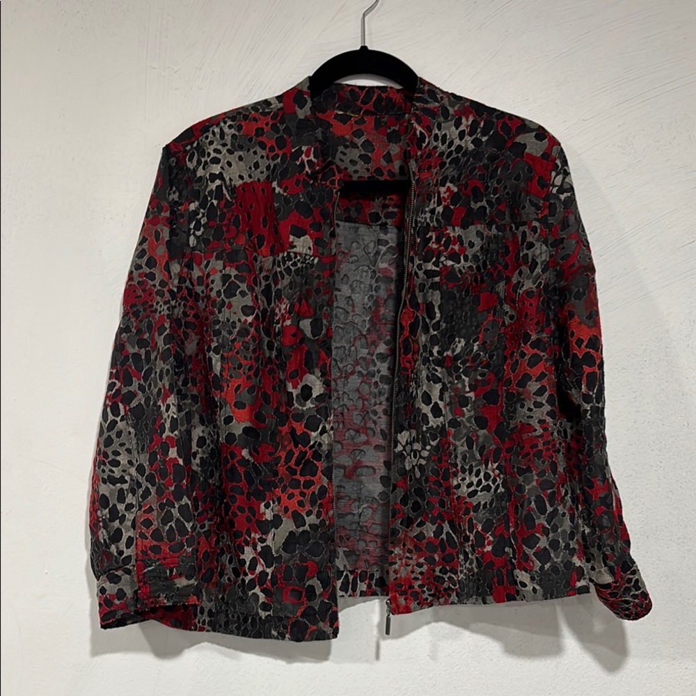 Women's Red and Black Patterned Jacket